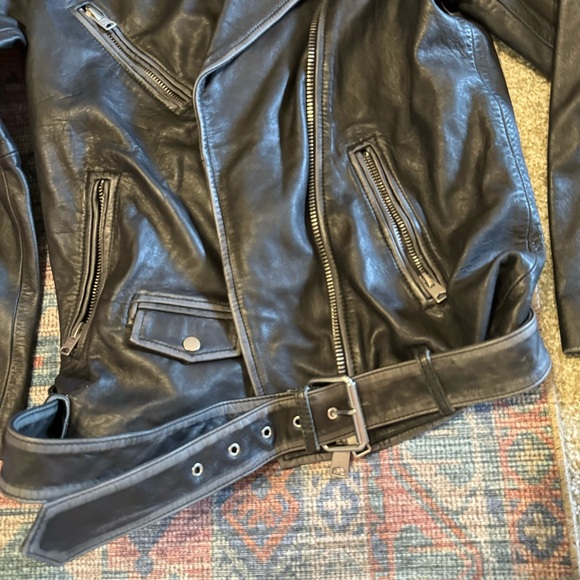 ALL SAINTS Billie Oversized Leather Biker Jacket - Picture 12 of 16